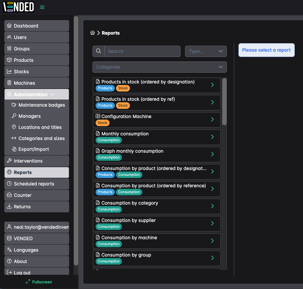 Reports — a wide range of standardised reporting plus options to build your own
